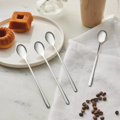 Discount Boreas 4-Piece Stainless Steel Latte Spoon, Silver Cutlery Sets