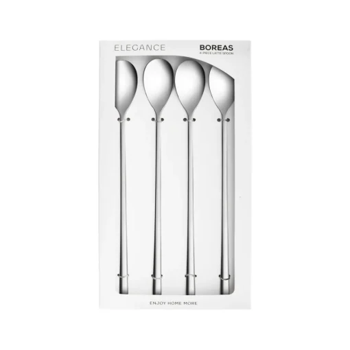 Discount Boreas 4-Piece Stainless Steel Latte Spoon, Silver Cutlery Sets
