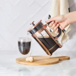 Clearance Borosilicate Glass Brushed Copper French Press, 1000ml, Copper Black French Press