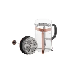 Clearance Borosilicate Glass Brushed Copper French Press, 1000ml, Copper Black French Press