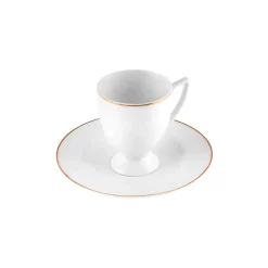 Online Boyoz 12-Piece Porcelain Espresso Turkish Coffee Cup Set for 6 People, 85ml, White Gold Espresso & Turkish Coffee Cup Sets