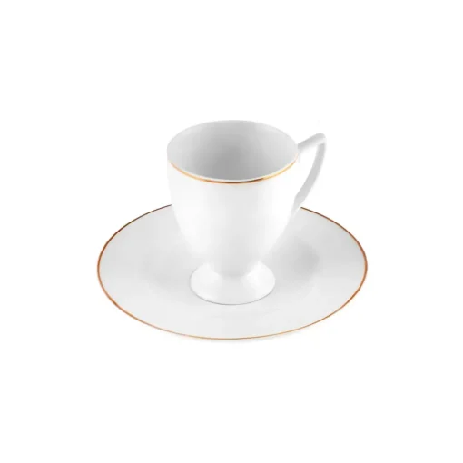 Online Boyoz 12-Piece Porcelain Espresso Turkish Coffee Cup Set for 6 People, 85ml, White Gold Espresso & Turkish Coffee Cup Sets