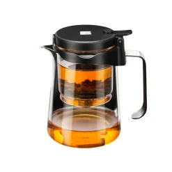 Brewy Glass Tea French Press, 550ml, Black Transparent French Press