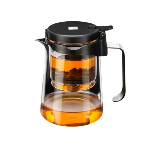 Brewy Glass Tea French Press, 550ml, Black Transparent French Press