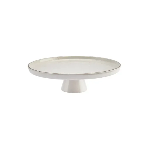 Outlet Calvin Ceramic Cake Stand, 23cm, White Gold Serving Platters
