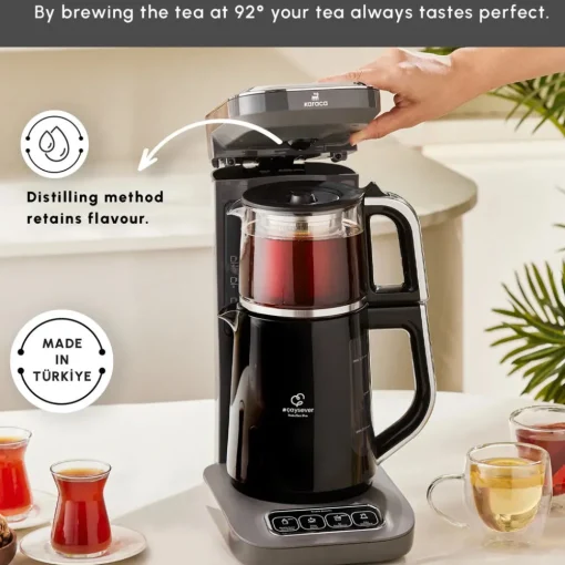 Best Caysever Robotea Pro 4 in 1 Talking Automatic Tea Maker Kettle and Filter Coffee Maker, 2500W, Space Grey Tea Machines
