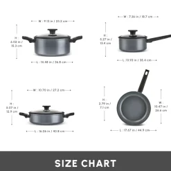 Clearance Ceramica Iconic Grey 7-Piece Non-Stick Induction Cookware Set, Grey Ceramic Cookware