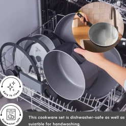 Clearance Ceramica Iconic Grey 7-Piece Non-Stick Induction Cookware Set, Grey Ceramic Cookware