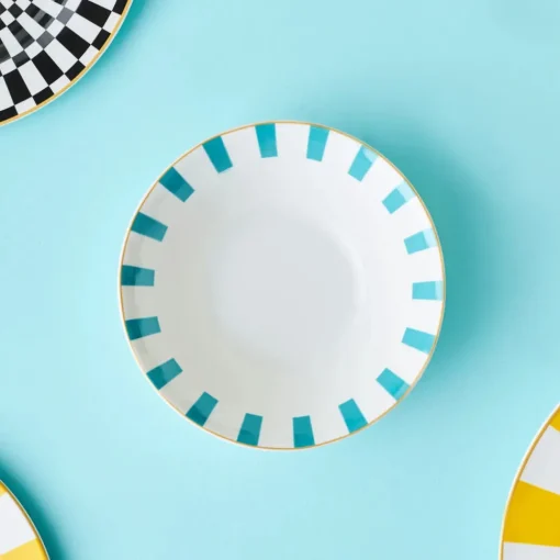 Circus Porcelain CerealSoup Bowl, 14cm, White Blue Gold Bowls