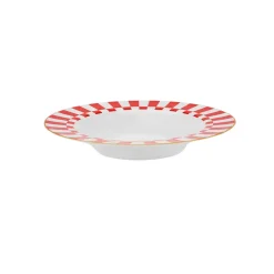 Online Circus Porcelain Pasta Bowl, 20cm, Red White Gold Pasta Bowls