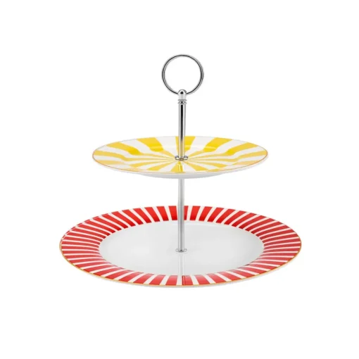 New Circus Porcelain 2-Tier Cake Stand, 27cm, Multi Serving Platters