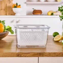 Hot Citrus Vegetable / Fruit Storage Container, L, White Storage Containers