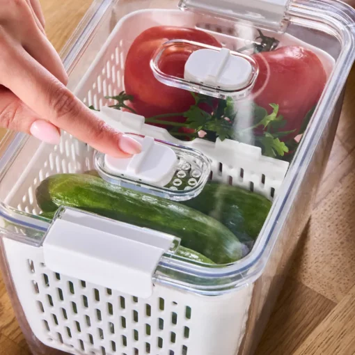 Hot Citrus Vegetable / Fruit Storage Container, L, White Storage Containers