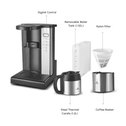 Hot Coffee Art Aroma Thermal Carafe Filter Coffee Machine, 1.2L, 1000 W, Inox Coffee Machines|Filter Coffee Machines