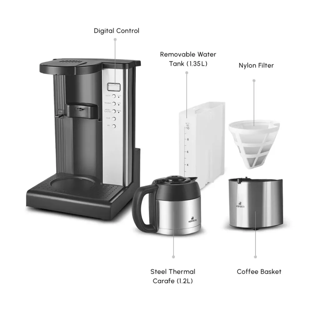 Hot Coffee Art Aroma Thermal Carafe Filter Coffee Machine, 1.2L, 1000 W, Inox Coffee Machines|Filter Coffee Machines