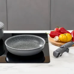 Discount Comfort 6-Piece Induction Non-Stick Detachable Cookware Set, Black Ceramic Cookware