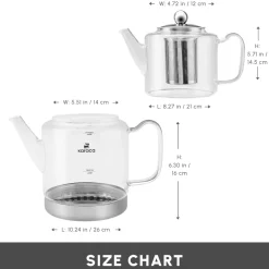 Dora Borosilicate Glass Induction Teapot Set, Xlarge, Transparent Turkish Coffee Pots|Turkish Teapots