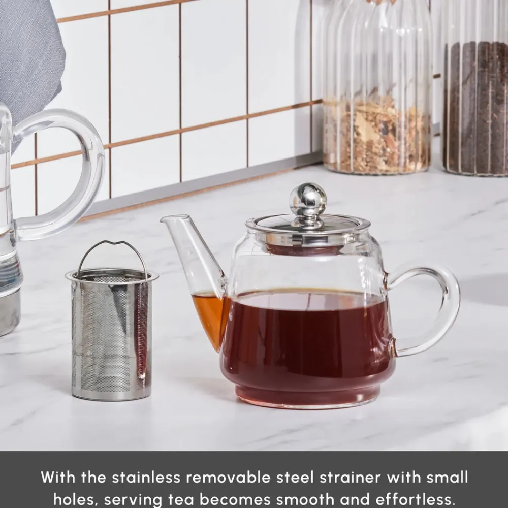 New Dora Borosilicate Glass Teapot Set, Medium, Transparent Turkish Coffee Pots|Turkish Teapots