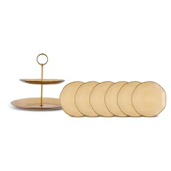 Online Dune Glass 7-Piece Serveware Set for 6 People, Brown See All Serveware Sets|Glass Serveware Sets