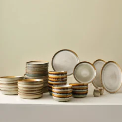 New Earth Collection Earthy Reactive Glaze 52-Piece Stoneware Dinner Set for 12 People, Multi See All Dinner Sets|Stoneware Dinner Sets