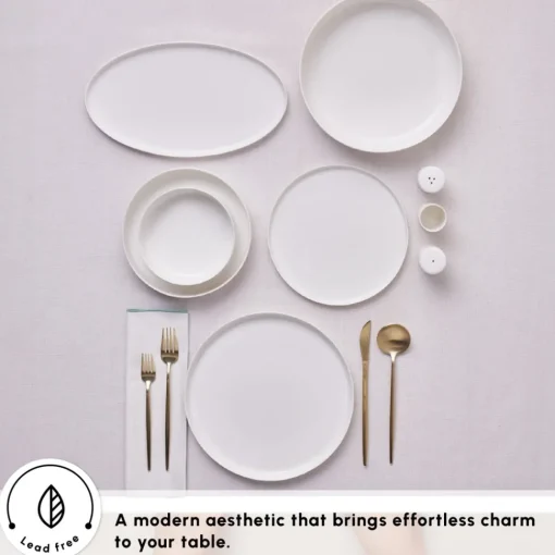 Discount Earth Collection Matte Glaze 55-Piece Porcelain Dinner Set for 12 People, White See All Dinner Sets|Porcelain Dinner Sets