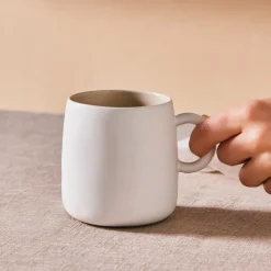 Hot Earth Collection New Cupid Reactive Glaze Mug, 400ml, Beige White Mugs
