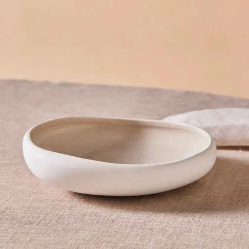 Clearance Earth Collection New Cupid Salad Bowl, 23cm, Beige White Bowls