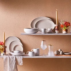 Clearance Earth Collection New Cupid Salad Bowl, 23cm, Beige White Bowls