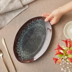 New Earth Collection New Galactic Reactive Glaze Serving Platter, 30cm, Serving Platters
