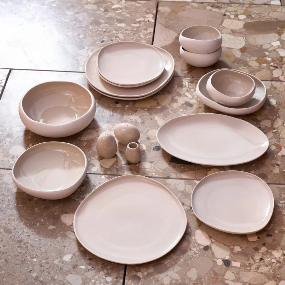 Hot Earth Collection New Cupid 55-Piece Stoneware Dinner Set for 12 People, Cream See All Dinner Sets|Stoneware Dinner Sets