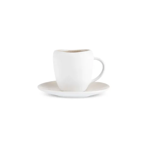 Online Earth Collection New Cupid Reactive Glaze Espresso Turkish Coffee Cup Set, 90ml, Beige White Espresso & Turkish Coffee Cup Sets