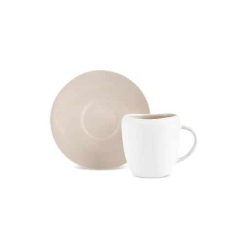 Online Earth Collection New Cupid Reactive Glaze Espresso Turkish Coffee Cup Set, 90ml, Beige White Espresso & Turkish Coffee Cup Sets