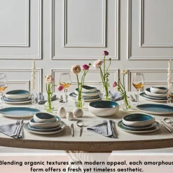 Clearance Earth Collection New Galactic Oscar Reactive Glaze 55-Piece Dinner Set for 12 People, Multi See All Dinner Sets|Reactive Glaze Dinner Sets