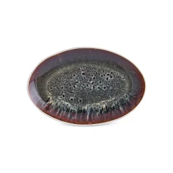 Hot Earth Collection New Galactic Reactive Glaze Serving Platter, 24cm, White Serving Platters