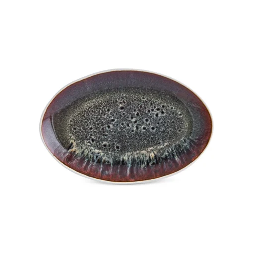 Hot Earth Collection New Galactic Reactive Glaze Serving Platter, 24cm, White Serving Platters