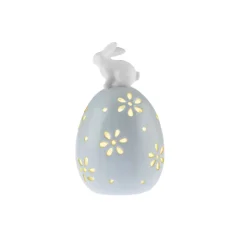 Easter Stoneware Glass Decorative Trinket, White Blue Ornaments