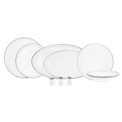 New Eclipse 57-Piece Bone China Dinner Set for 12 People, White Platinum See All Dinner Sets|Bone China Dinner Sets
