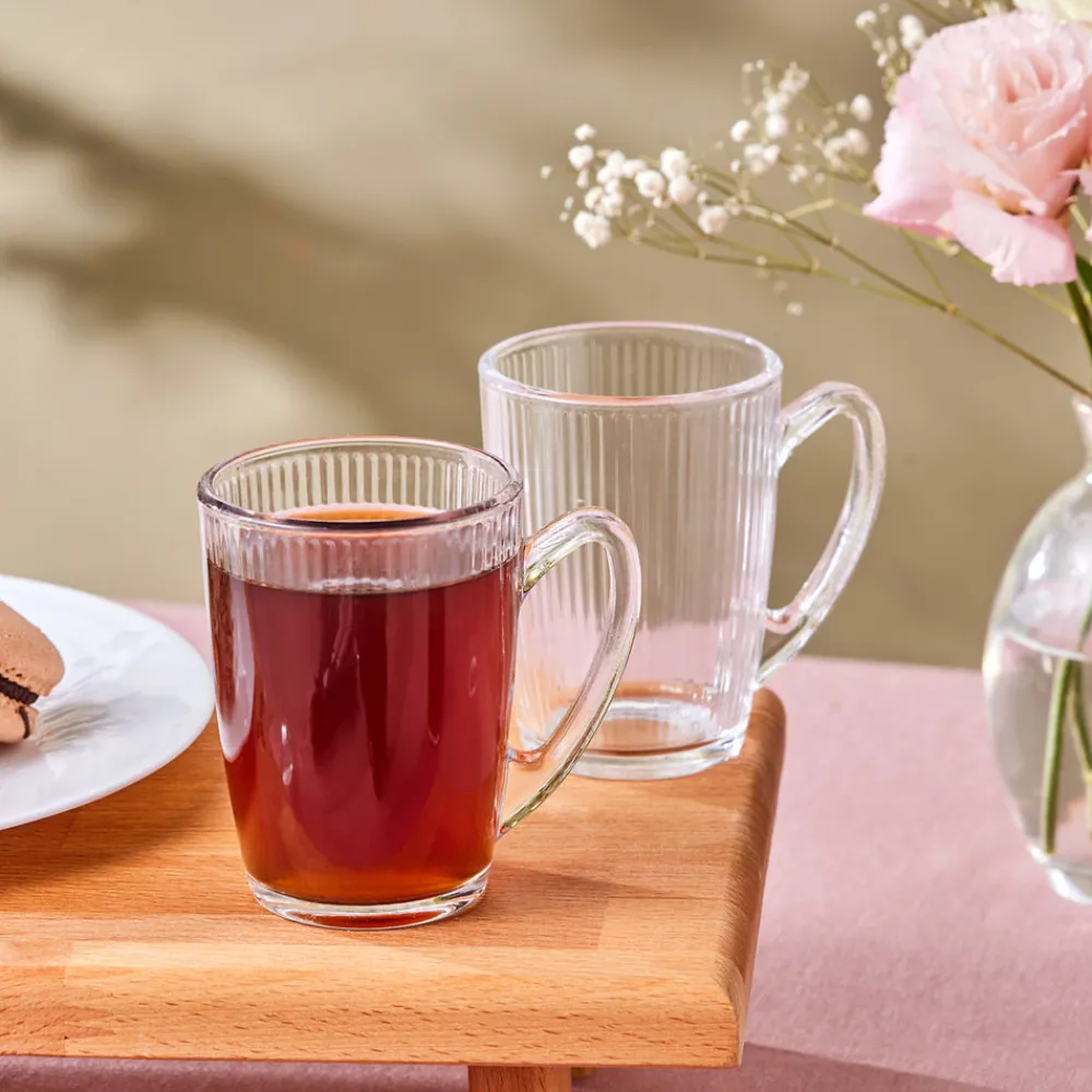 Outlet Edna 6-Piece Glass Turkish Tea Set for 6 People, 160ml, Transparent Turkish Tea Sets