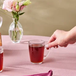 Outlet Edna 6-Piece Glass Turkish Tea Set for 6 People, 160ml, Transparent Turkish Tea Sets