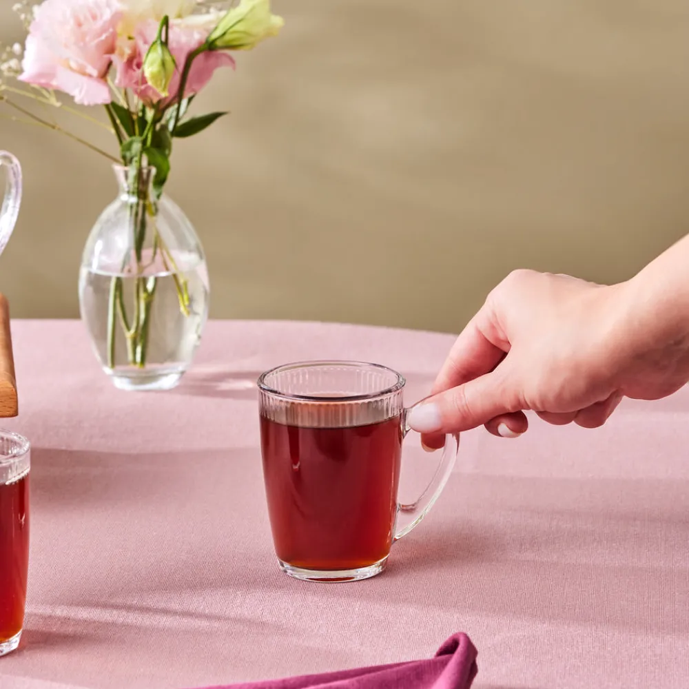 Outlet Edna 6-Piece Glass Turkish Tea Set for 6 People, 160ml, Transparent Turkish Tea Sets