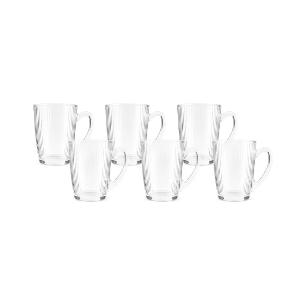 Outlet Edna 6-Piece Glass Turkish Tea Set for 6 People, 160ml, Transparent Turkish Tea Sets