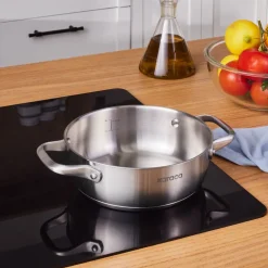 Sale Elite Stainless Steel Induction Shallow Casserole & Lid, 20cm, Silver Pots|Induction Cookware