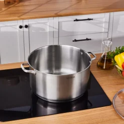Best Elite Stainless Steel Induction Stock Pot & Lid, 34cm, Silver Induction Cookware
