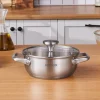 Outlet Elite Stainless Steel Induction Shallow Casserole & Lid, 18cm, Silver Pots|Induction Cookware