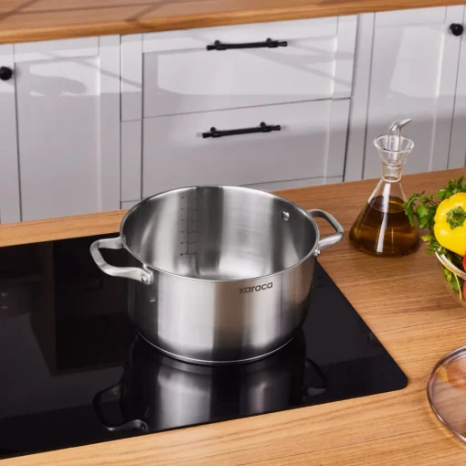 Clearance Elite Stainless Steel Induction Stock Pot & Lid, 26cm, Silver Pots|Induction Cookware