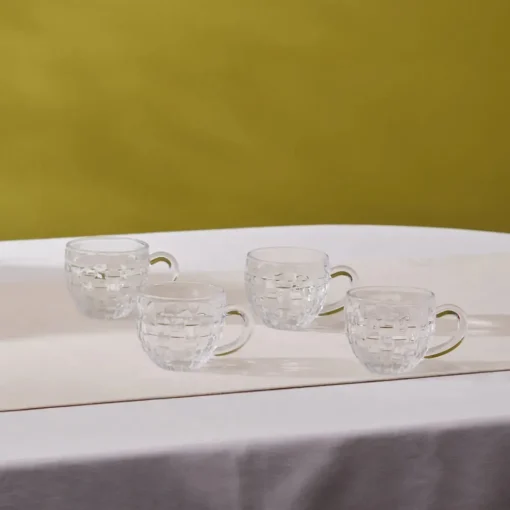 Outlet Emel 4-Piece Glass Tea Cup Set, 180ml, Transparent Tea Set|Turkish Tea Sets