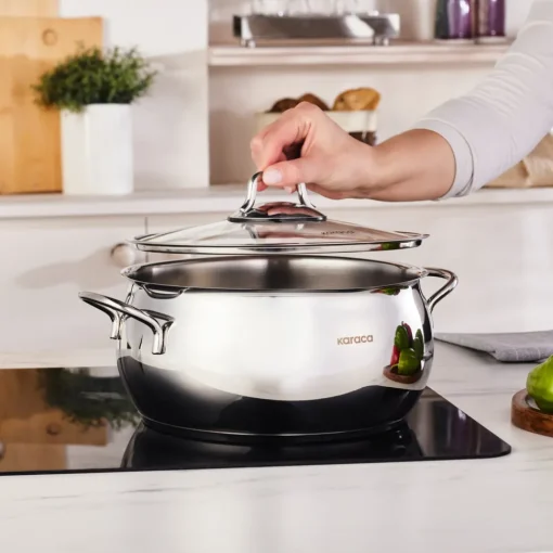 Hot Emirgan Stainless Steel Stockpot with Lid, 24cm, Silver Pots