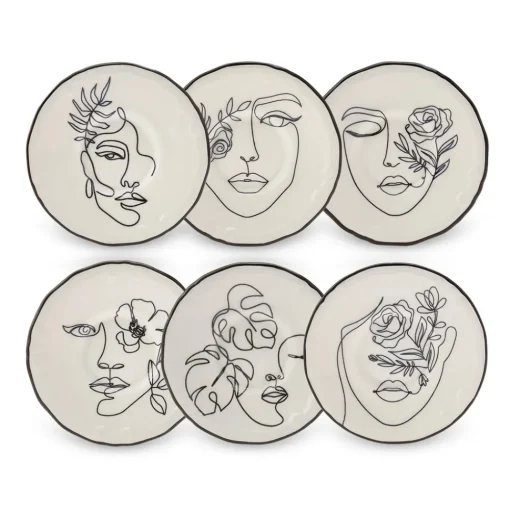Sale Face Porcelain Serveware Set for 6 People, 21cm, Multi See All Serveware Sets