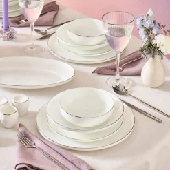 Best Fine Bone New Meridian 55-Piece Dinner Set for 12 People, Platin See All Dinner Sets|Bone China Dinner Sets