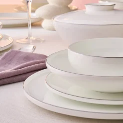 Best Fine Bone New Meridian 55-Piece Dinner Set for 12 People, Platin See All Dinner Sets|Bone China Dinner Sets